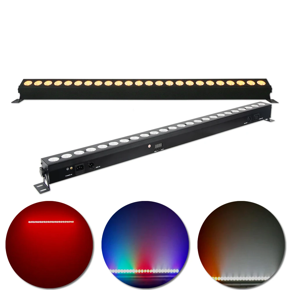 

120 Вт 24x6 в 1 RGBWA Светодиодная настенная мойка DMX512 Звуковая активация 25 ° Угол луча IP20 для сцены, свадьбы, вечеринки, DJ, клуба, бара, дискотеки
