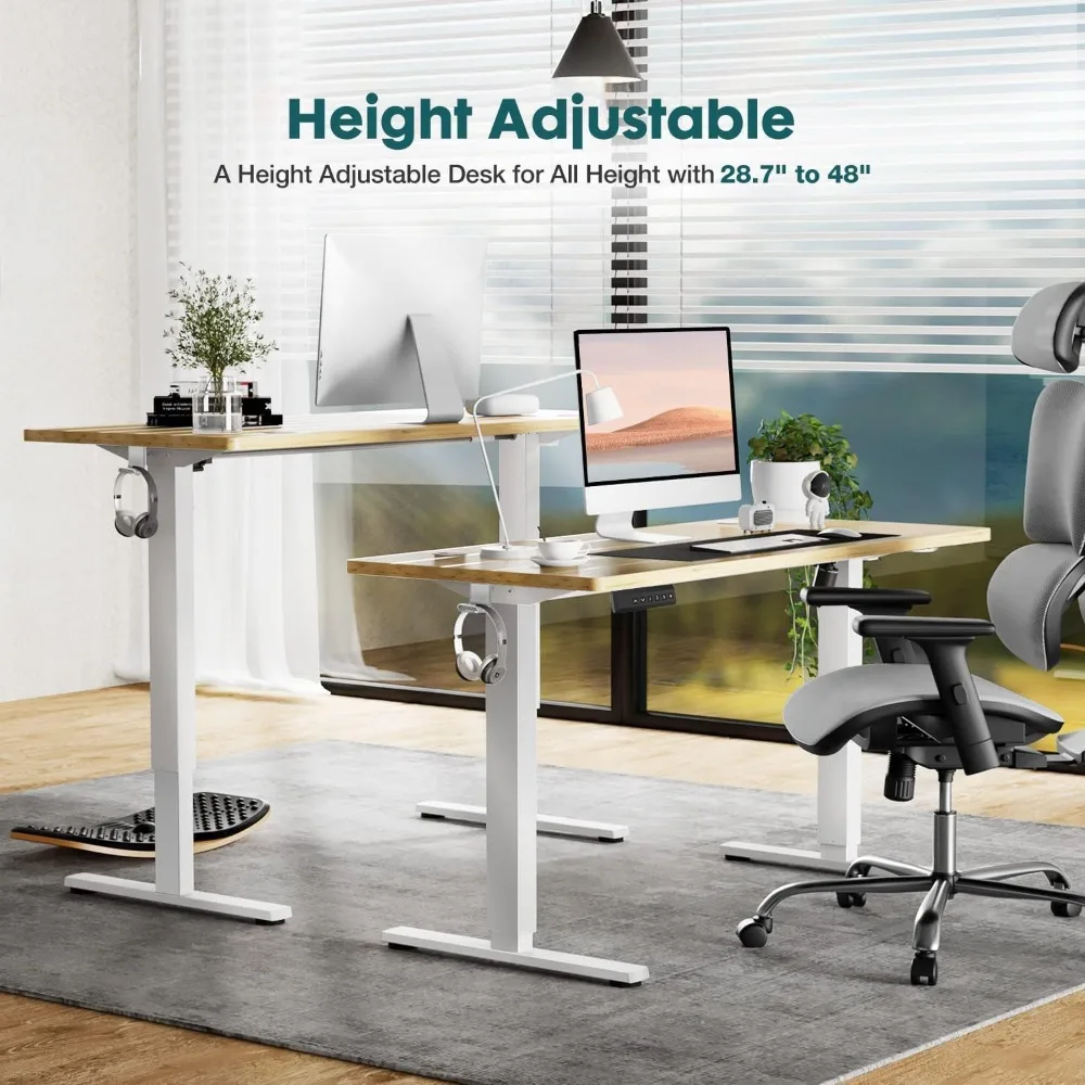 Standing Desk, Adjustable Height Electric Sit Stand Up Down Computer Table, 55x24 Inch Ergonomic Rising Modern Lift Motorized Ga