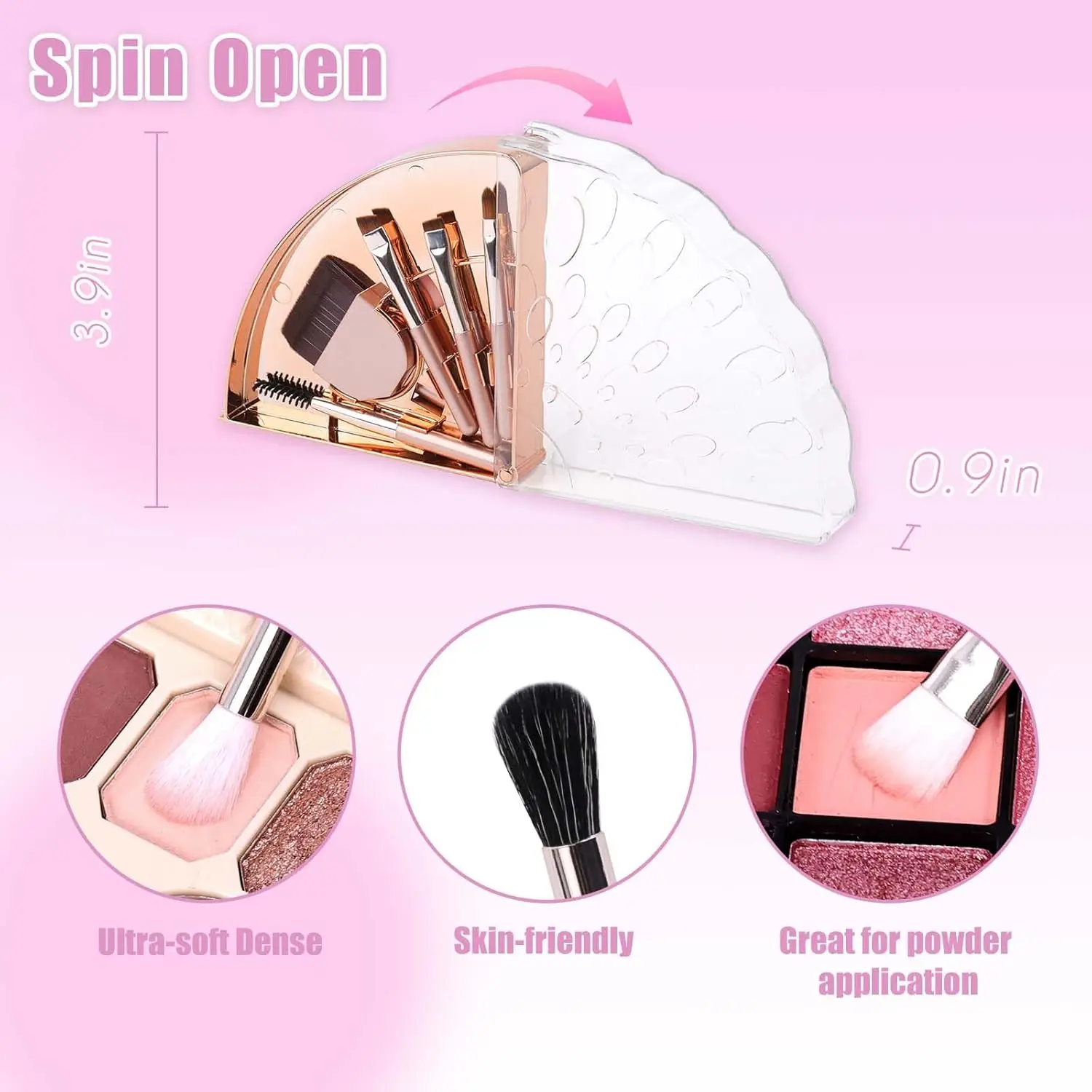 10Pcs Mini Travel Makeup Brushes Set Powder Puff Blush Makeup Brushes Chemical Fiber Hair Ladies Dressing Tools Makeup Gifts