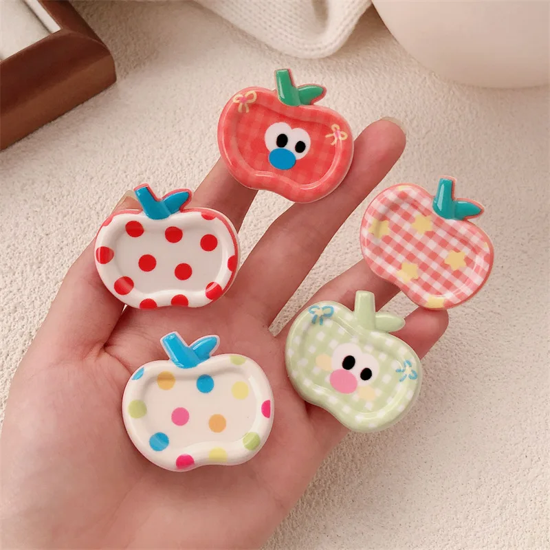 5 pieces of adorable apple hair clips, fun and youthful for girls, perfect for frontal side bangs, duckbill clip included.
