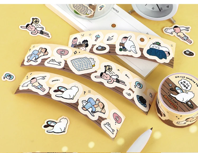 Niedliches Cartoon-Katzen-Washi-Tape im koreanischen Design, Matsugoda-Papierband für Schreibwaren, Büro, DIY-Bastelarbeiten und Dekoration – Detail 11