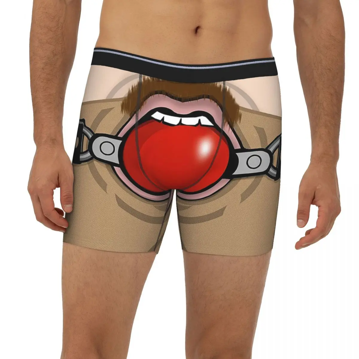 

Ball Gag Mouth And Tongue Underpants Breathbale Panties spoof funny Male Underwear Boxer Briefs extended underwear