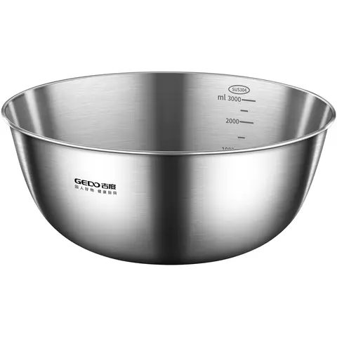 LFGB Certification 304 Stainless Steel Kitchen Salad Bowl Ultra Thick Fruit and Vegetable Washing Basin with Accurate Scale