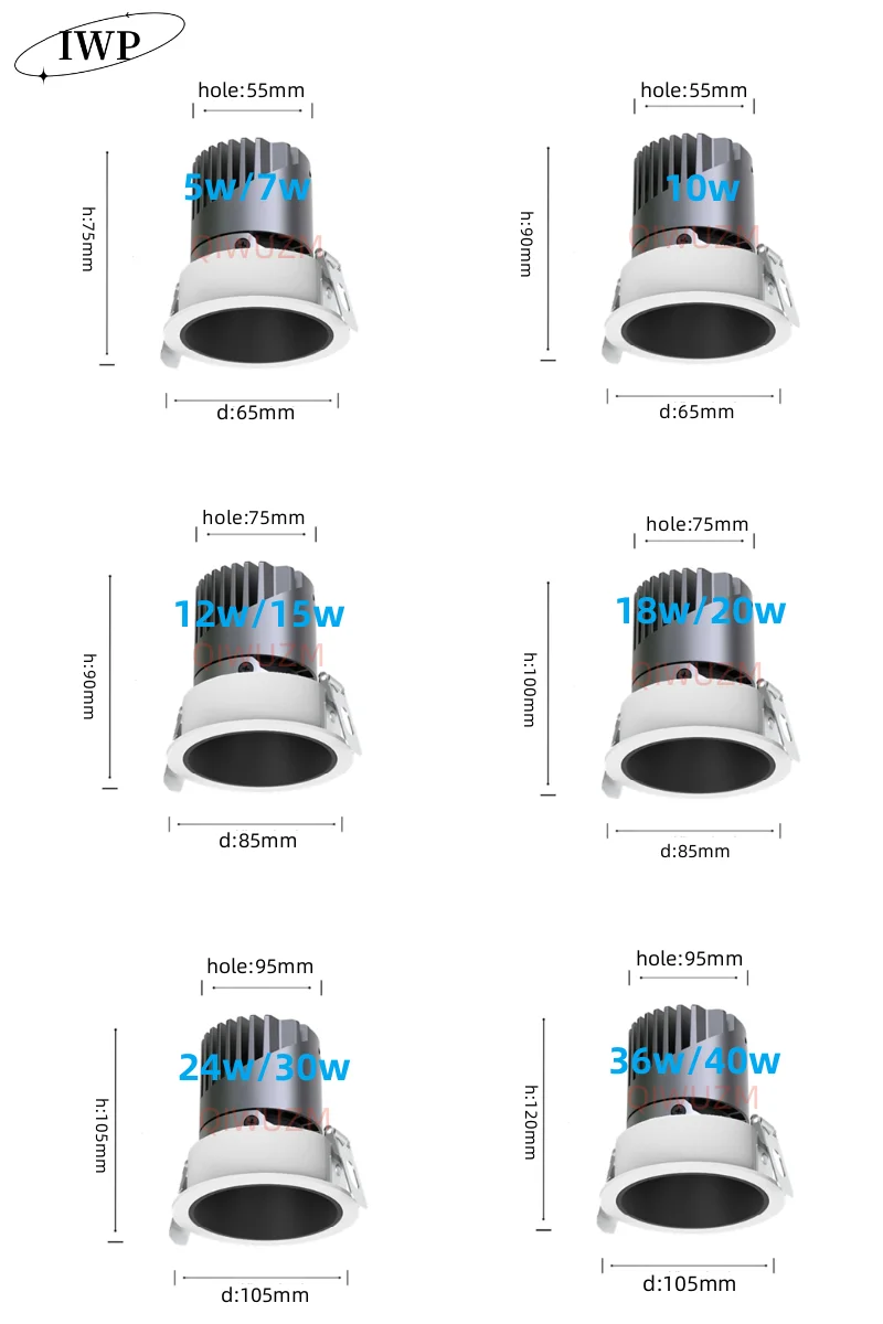 Lampu Bawah LED Dapat Diredupkan Lampu Sorot LED Lampu Langit-langit LED AC220V Lampu Sorot Tersemat Lampu Dalam Ruangan