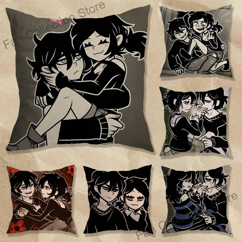 

The C-Coffin Andy Leyley Art Pillow Case Square Double-Sided Printing Short Plush Sofa Cushion Cover Bedroom Bedside Pillow