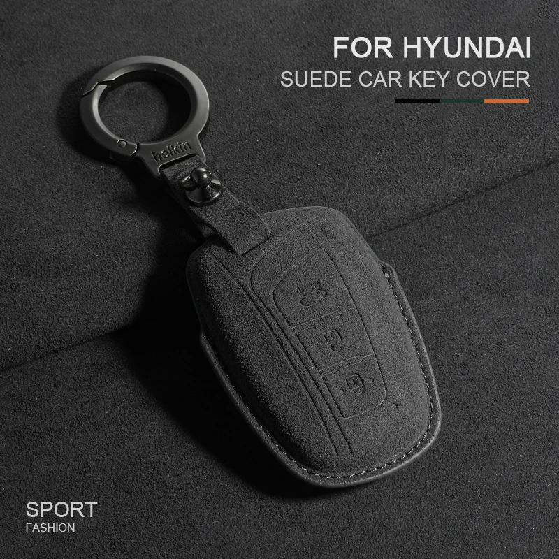 

Suede Remote Key Case Cover Holder For Hyundai Grandeur HG Sedan Genesis G80 Santa Fe 3DM Grand SantaFe 2018 IX45 EQUUS Azera