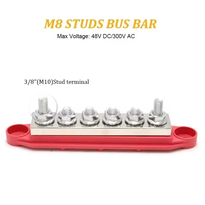 48 VDC 400A Tin-Plated Copper Power Bus Bar Terminal Block Automotive RV 6 X 5/16