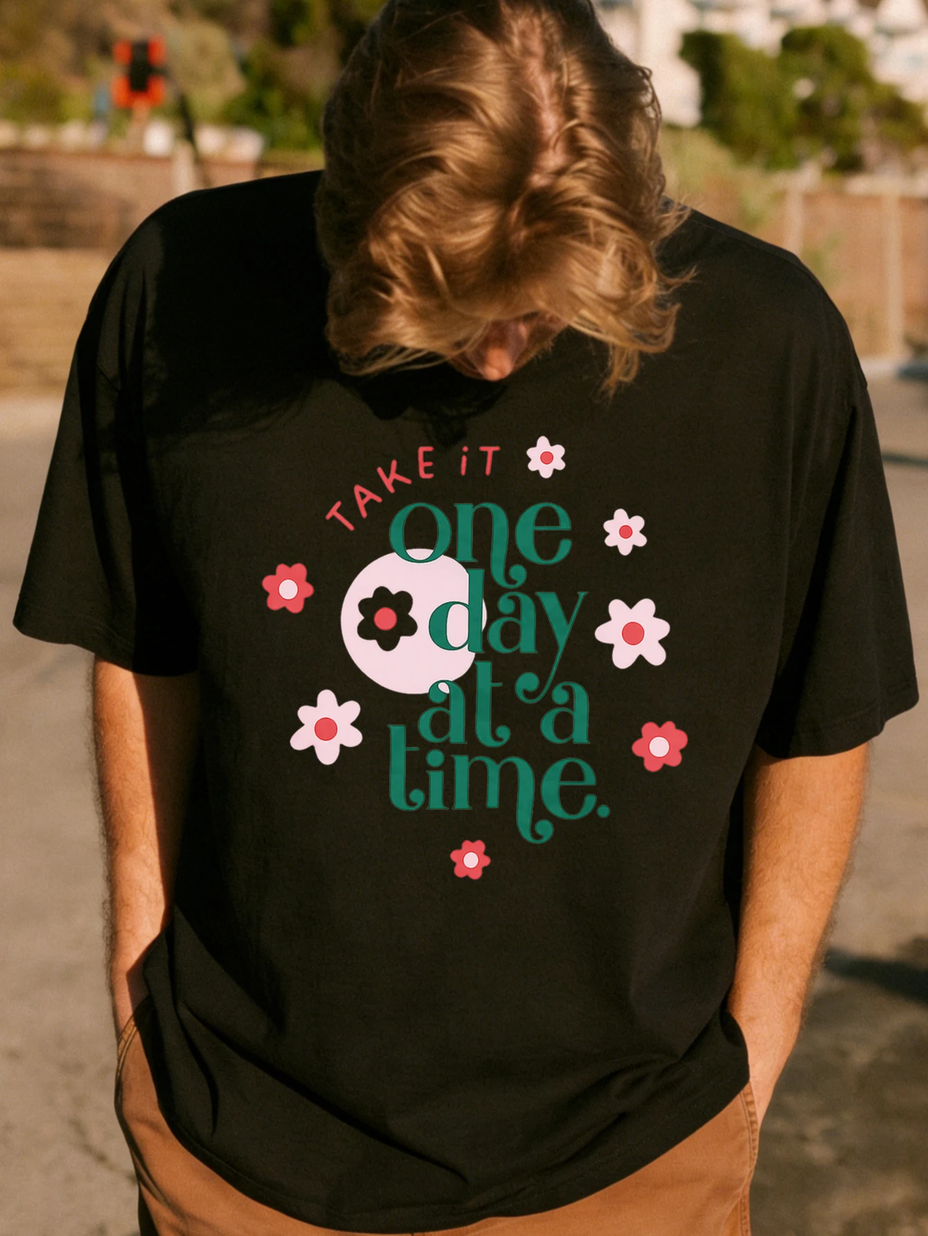 

Mens Oversized Cotton Graphic T Shirt - Retro Sugar Skull Cactus Flower Printed Casual Summer Daily Wear Tee for Men Gift