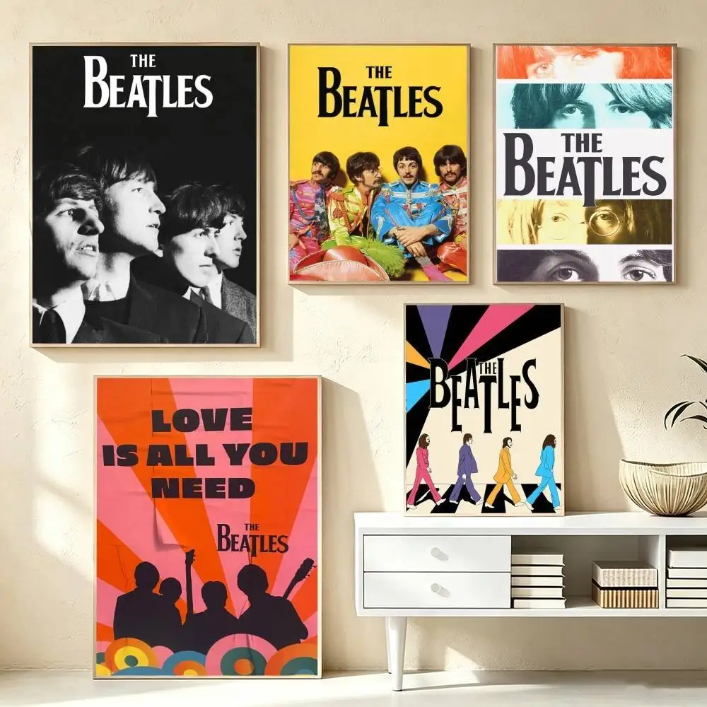 A-The B-Beatles  Poster Waterproof Wall Art Sticker For Bar Living Room Vintage Decor High Quality Print Gift