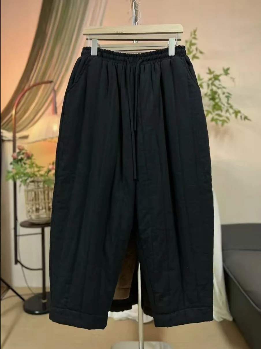 

Теплые широкие брюки Thi Haax: мягкие, эластичные, зимние, новые, с высокой талией, из хлопка, прямого кроя, свободные, для повседневной носки, в стиле кэжуал.