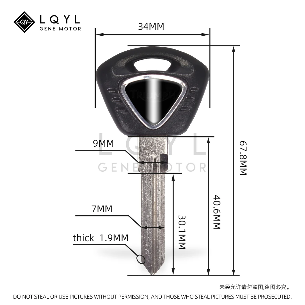 LQYL Blank Key Motorcycle Replace Uncut Keys For Triumph T100 T900 T800 Street Triple 675 600 1050 Tiger 800 T955 T 120 900 955