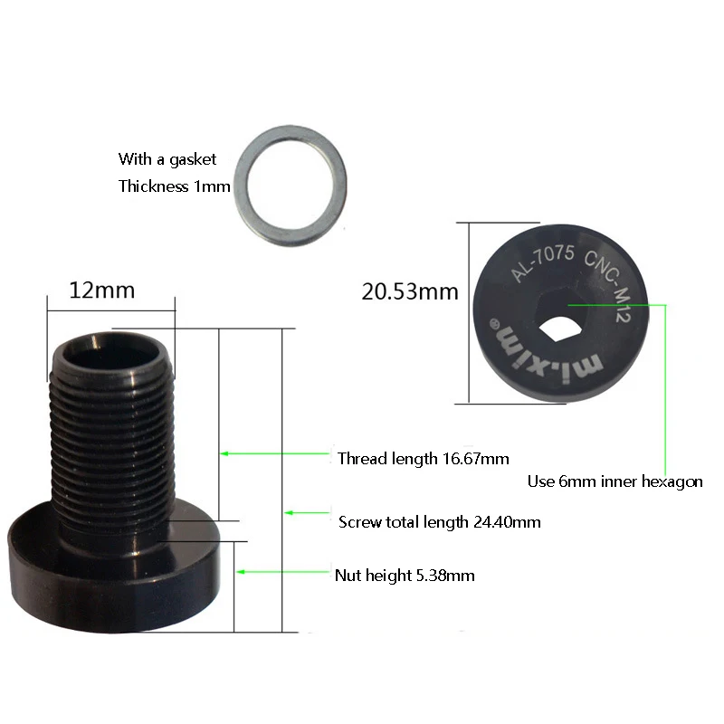 Mi. xim-bicicleta pedaleira, parafuso do pedaleiro, parafuso m12, parafusos de fixação, preto, 2 peças