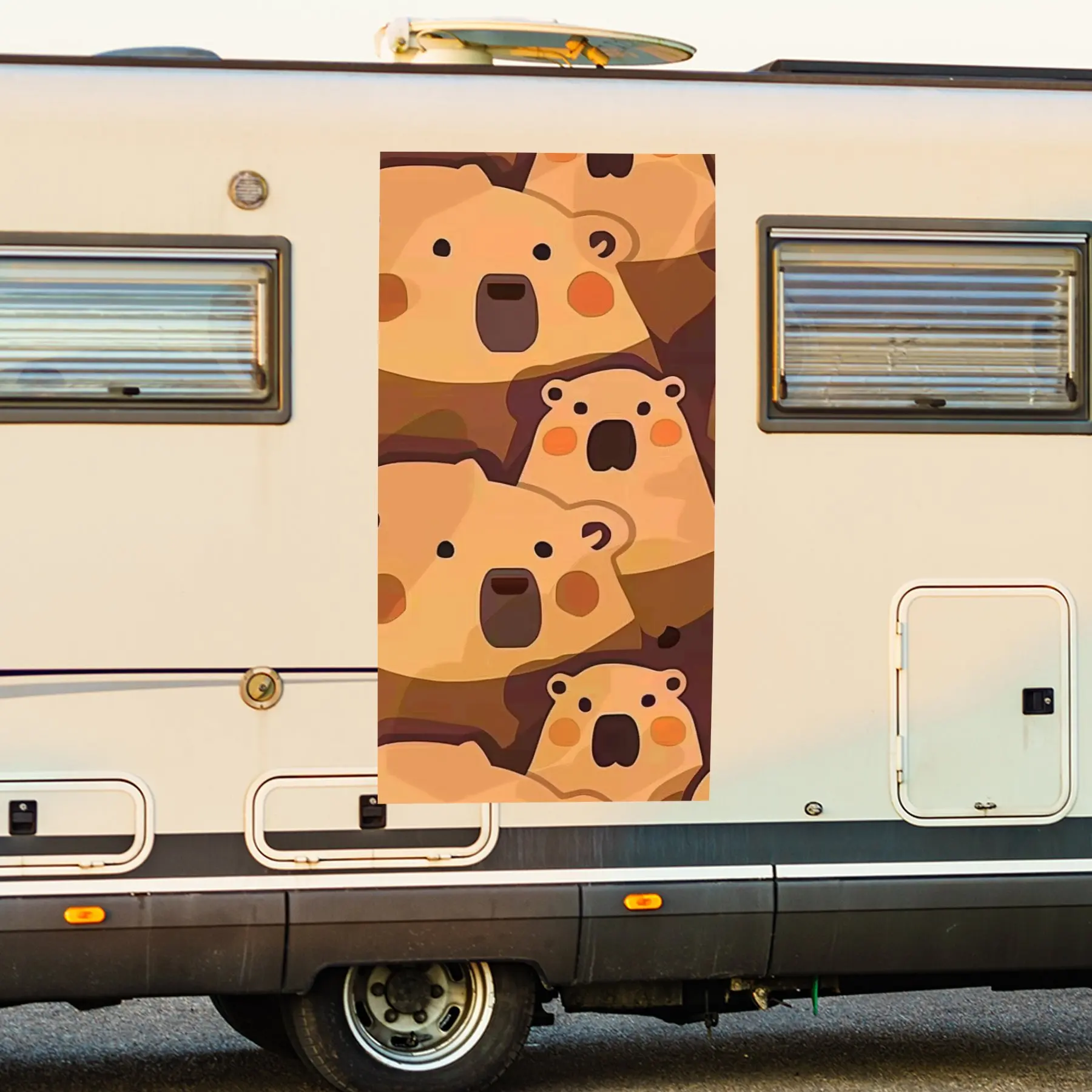 

Cute Cartoon Bears Motorhome Car Door Sticker PVC Self Waterproof Stick, Striking Auto Exterior Accessories Decor Protect Gift f