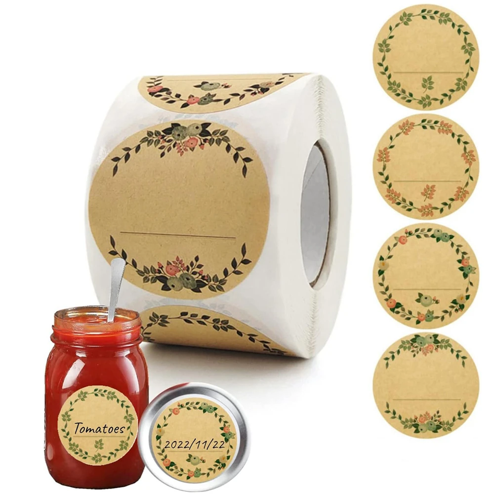 Kraft Labels, Homemade Canning Labels for Jars, Mason Jar Stickers for Jam Food Container Spice Seasoning Kitchen Pantry Gift