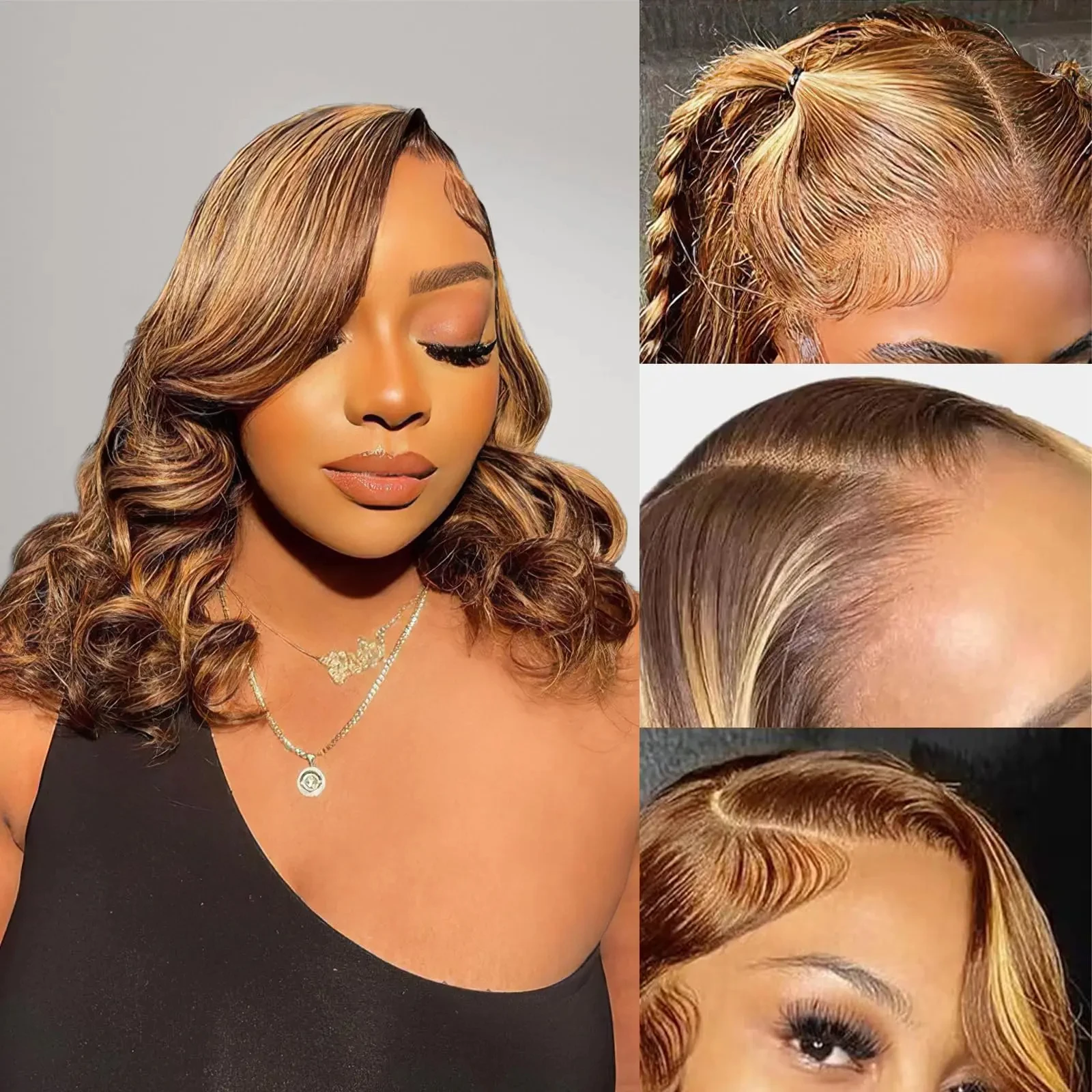 Highlight Bob Wig Human Hair Body Wave Lace Front Wigs Colored 13x4 Lace Frontal Wig 427 Ombre Honey Blond Lace Front Hair wig