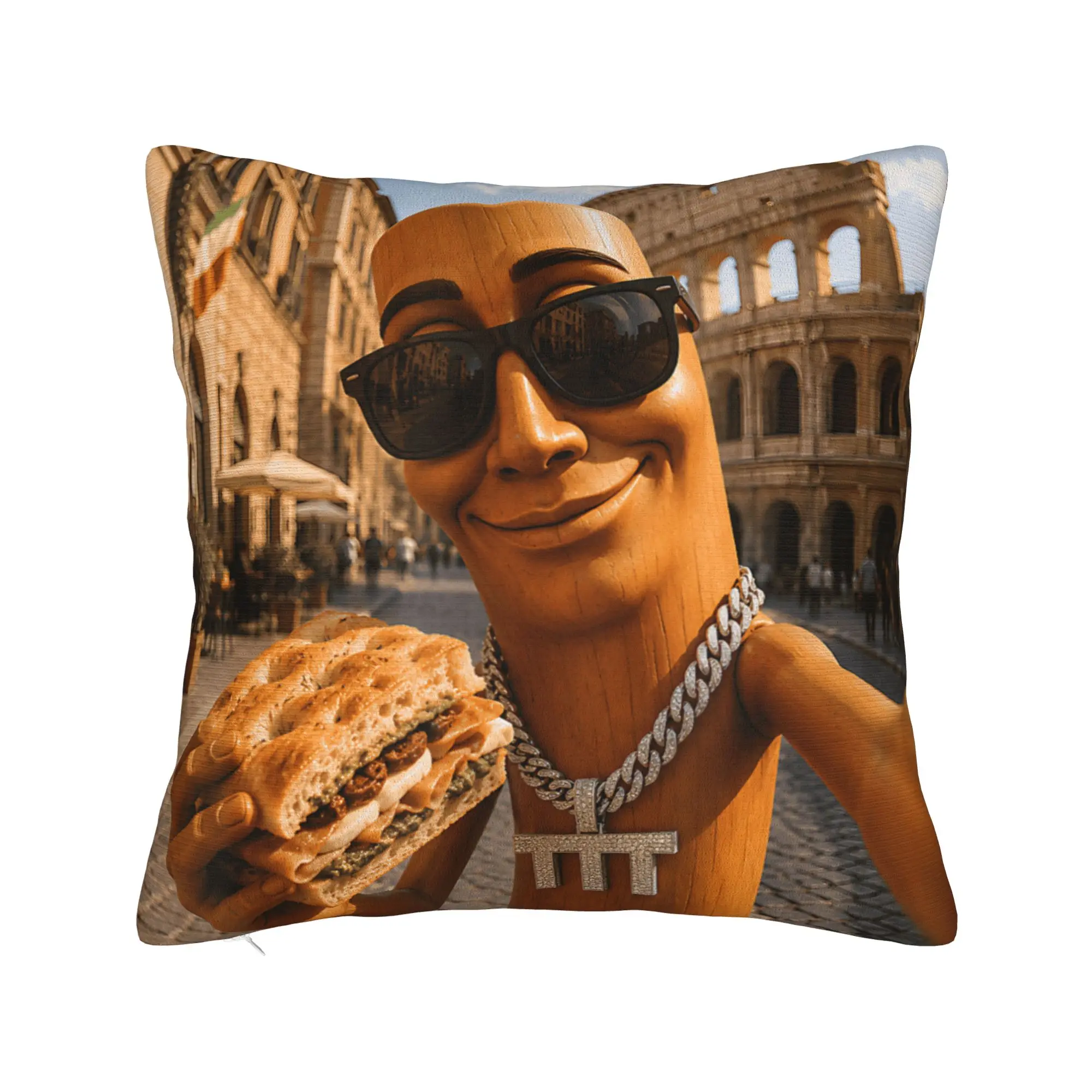 Pillow Case Italian Focaccia Sandwich Tung Sahur Food Tour Soft  Pillow Cover For Sofa Bedroom Home Decor Morden Pillowcases