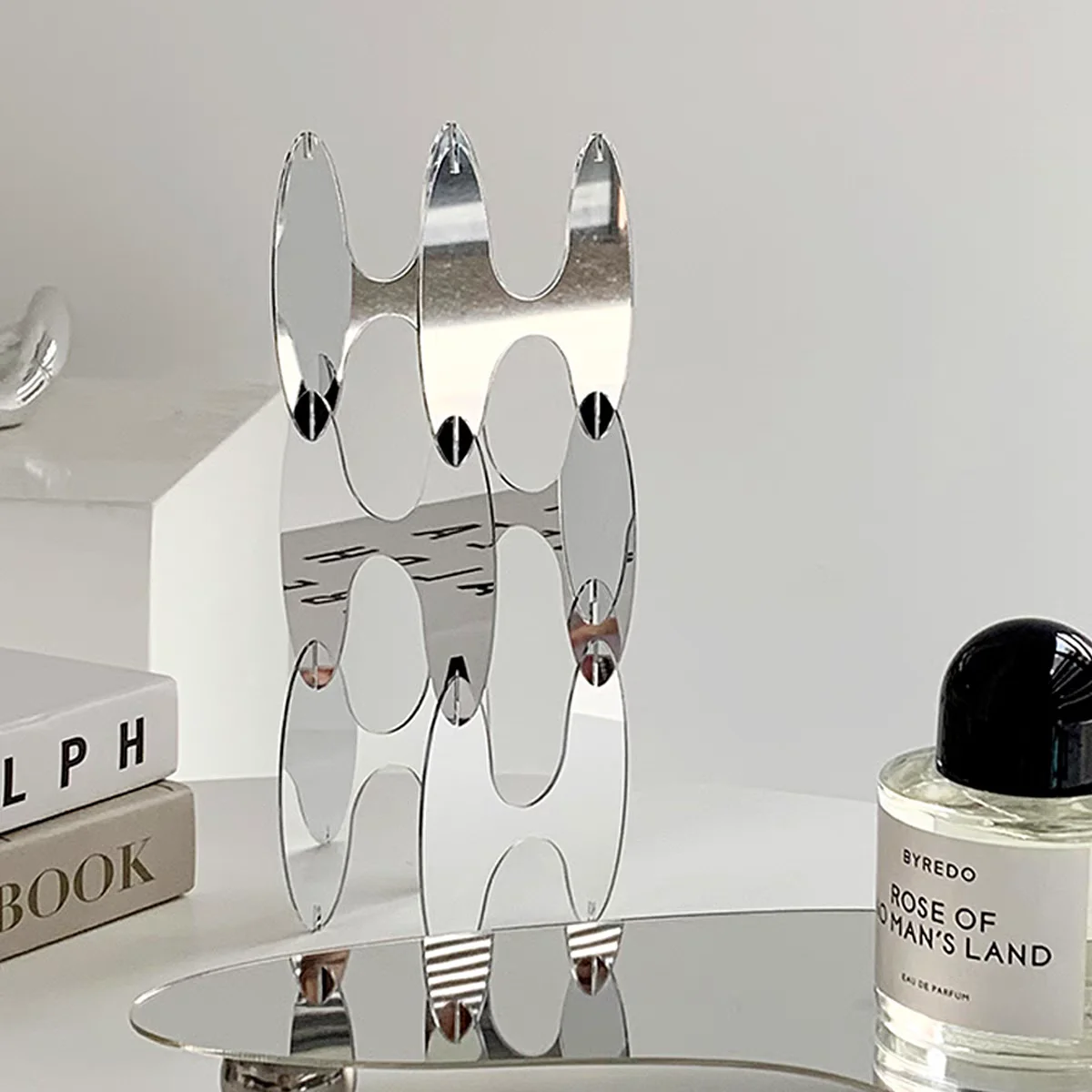 Оригинальная средняя антикварная зеркальная комбинация, металлическая скульптура, геометрия, акриловая художественная установка, украшение для проживания в семье