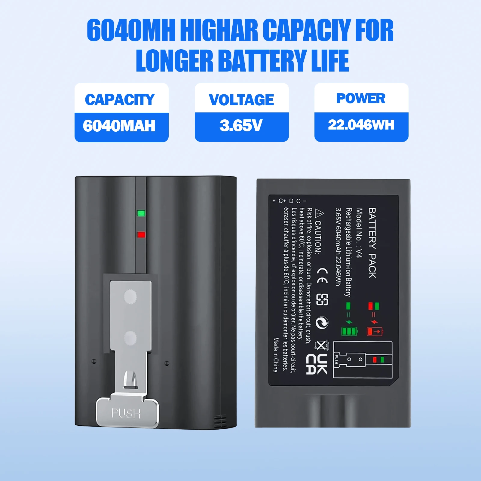 6040mAh Quick Release Battery Pack/ Quick Charger Station For Ring Video Doorbell 1/2/3/4 ,Spotlight Cam,Solar Floodlight