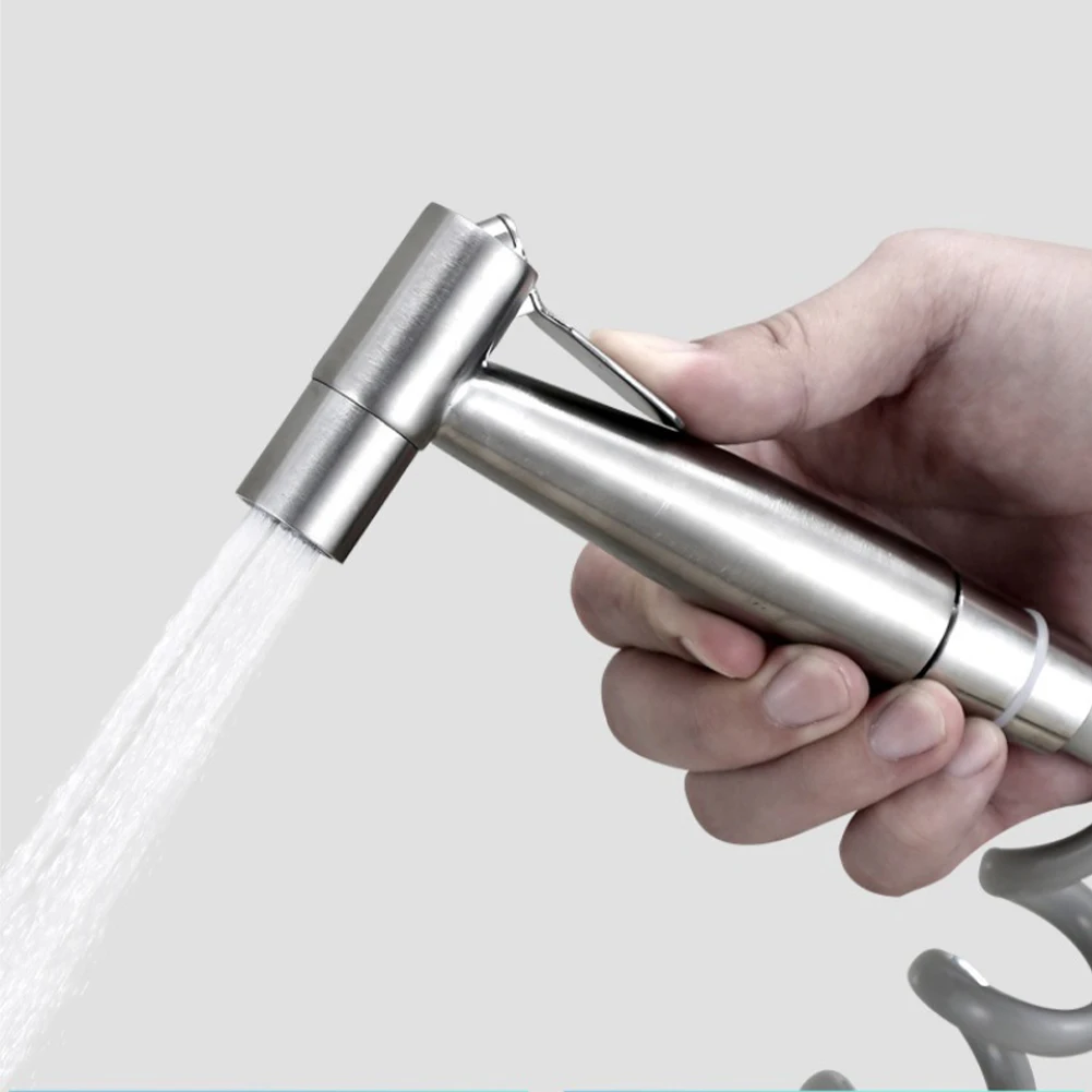 

Stainless Steel Bidet Hand Shower with 2 Way Diverter & Hose Portable Toilet Sprayer Gun Toilet Stainless Steel Spray Gun Set