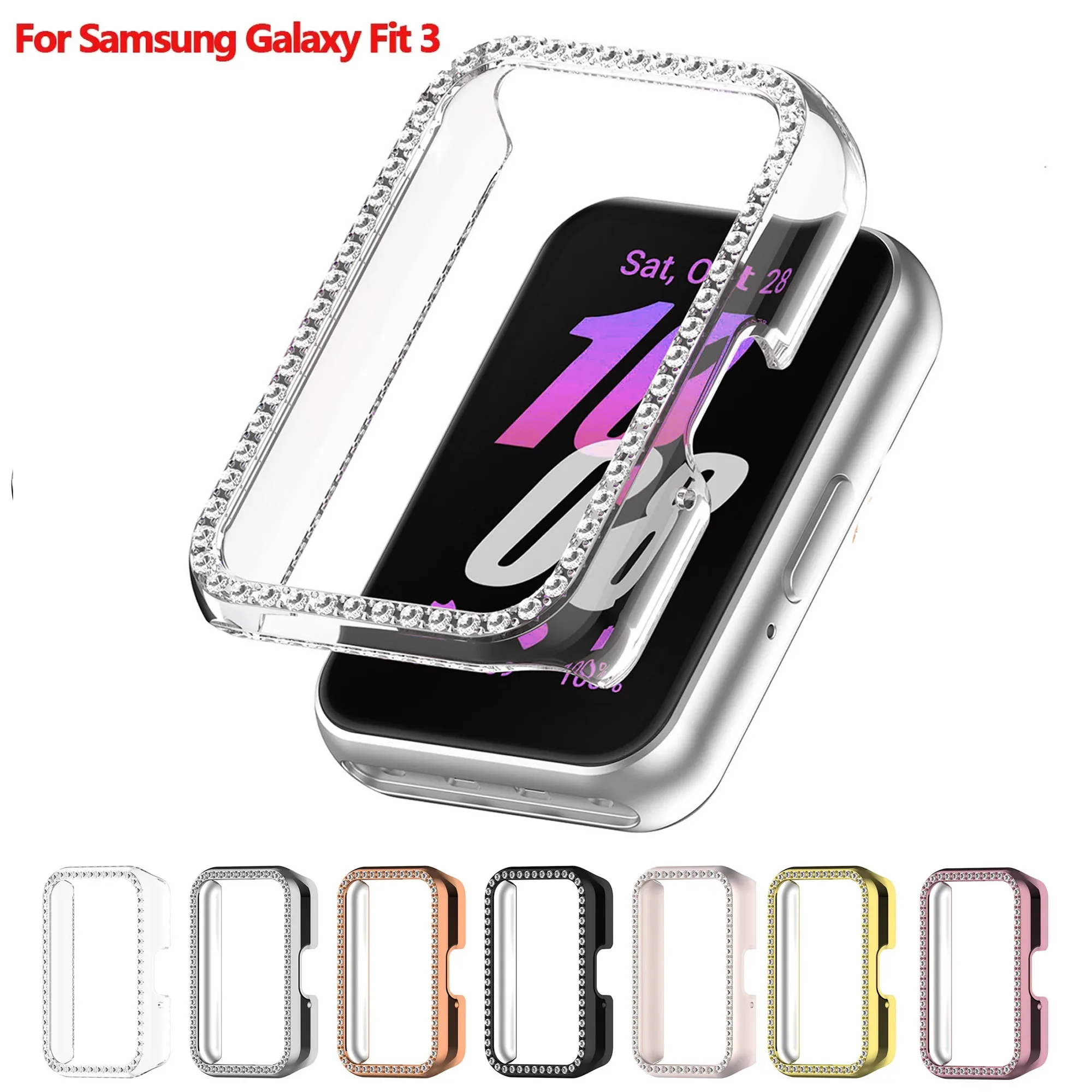 Bumper Bling Case for Samsung Galaxy Fit 3, Crystal Shining Rhinestone PC Protective Frame (No Screen Protector)
