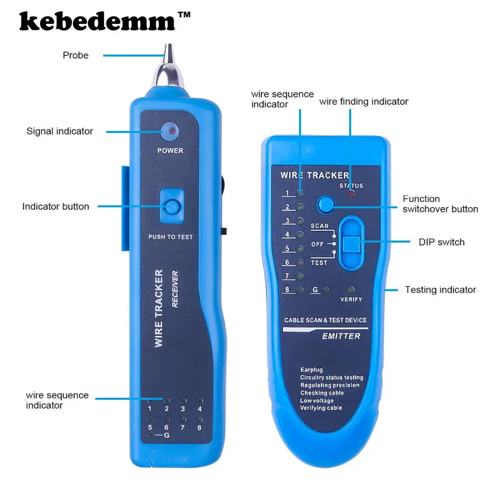 RJ45 Cat5e Cat6 CAT6A Cable Finder RJ11 telefono Wire Tracker Toner Ethernet LAN Network Cable Tester Detector Line Finder