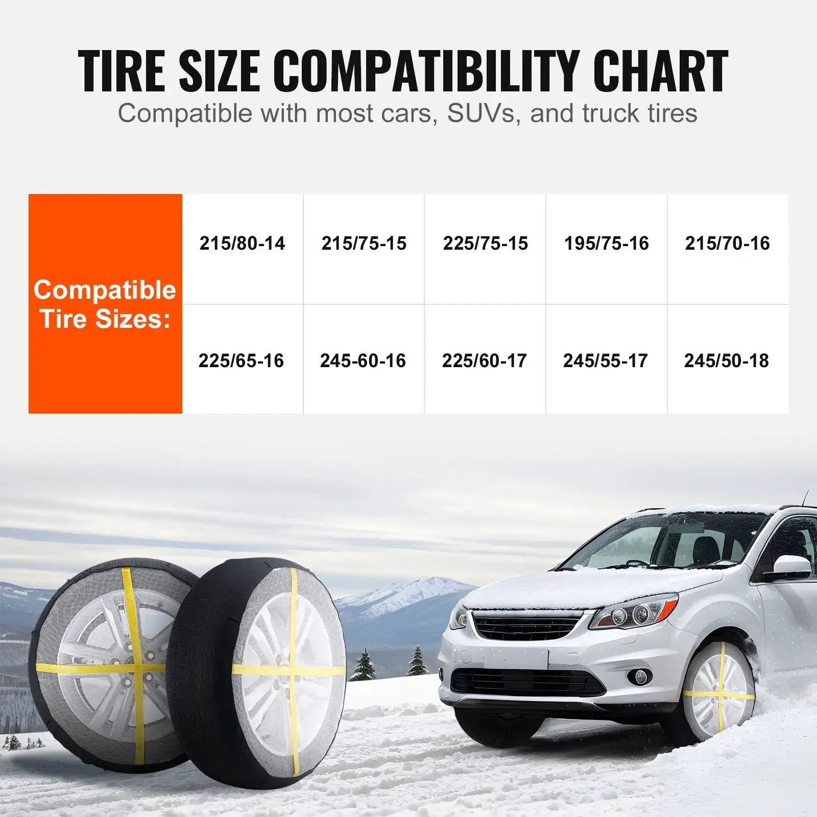 Thickened Snow Socks for Tires Full Coverage Snow Traction Tire Cover