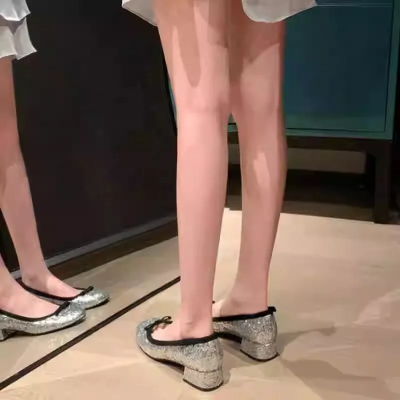 Knot round Head Ballet Flat Shoes Women's Low Heel Slip-On Casual Fashion Single Shoes Korean Style Ultra-Fine Fiber Inner