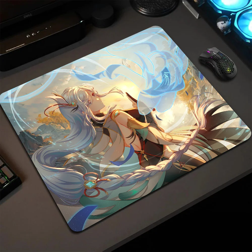 

Shenhe Genshin Impact Mousepad Small LockEdge Mouse Pad For Gamers Computer Desk Pad Rectangular Anti-slip Rubber