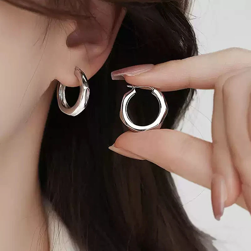 GANPUP Romantische Einfache Kreisförmige Ohrringe für Frauen Minimalistische Mode Neue Silberfarbene Schmuckgeschenke für Partys серьги женские – Detail 1