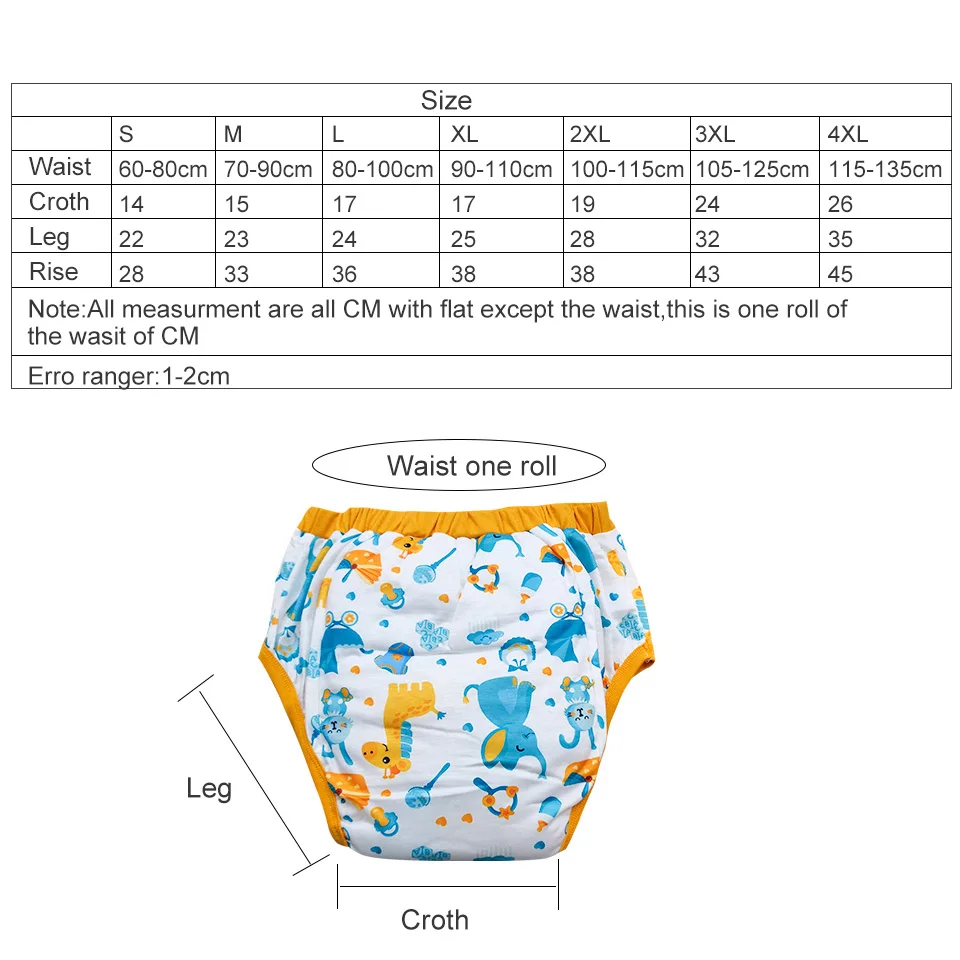 Waterproof Cotton Adult Baby Training PantsGiraffe Elephant Print Reusable Infant Shorts Underweaer Cloth Diapers Panties Nappy