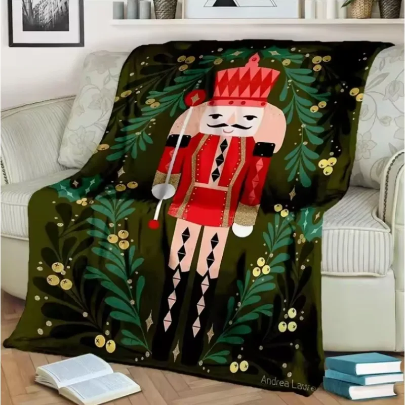 Nussknacker-Weihnachtsbaum-Cartoon-Decke, weiche Überwurfdecke für Zuhause, Schlafzimmer, Bett, Sofa, Picknick, Reisen, Büro, Decke für Kinder