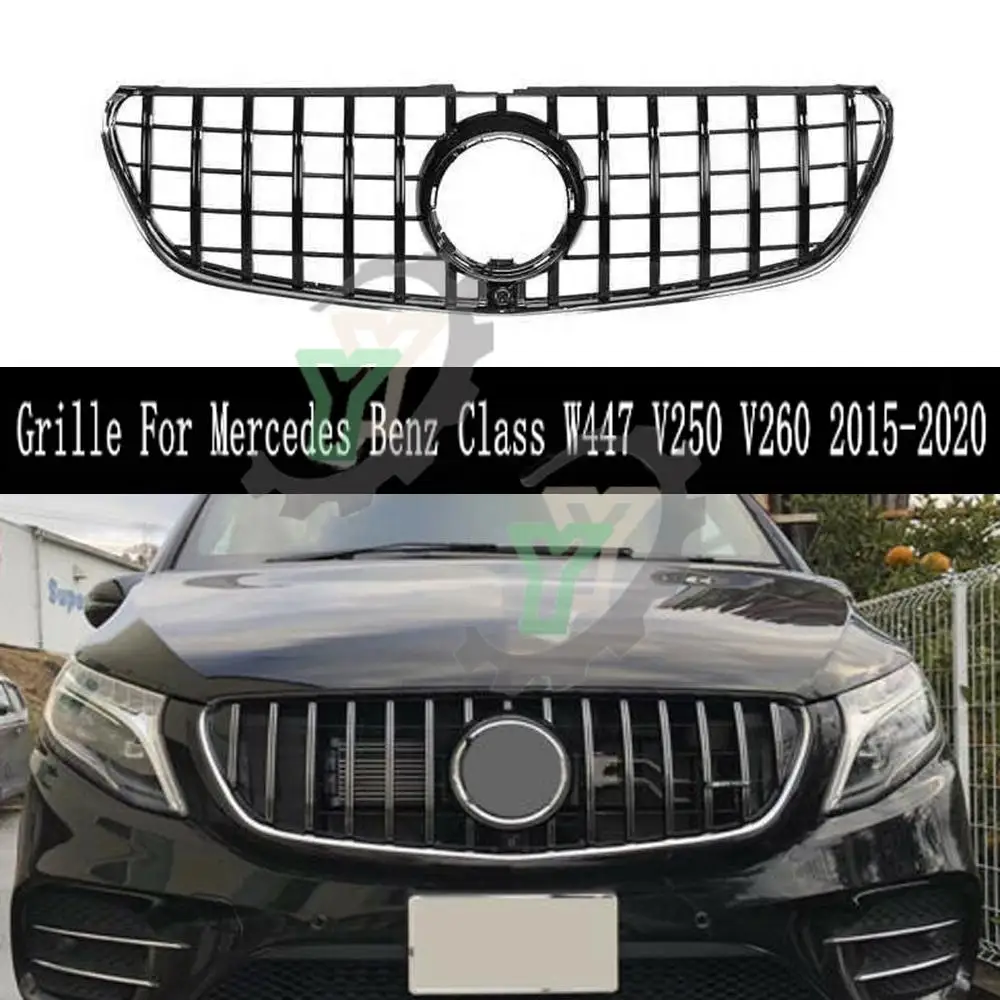 Diamond/GT Style For Mercedes-Benz V Class W447 V250 V260 2015 2016 2017 2018 2019 Car Accessory Front Bumper Grille Upper Grill