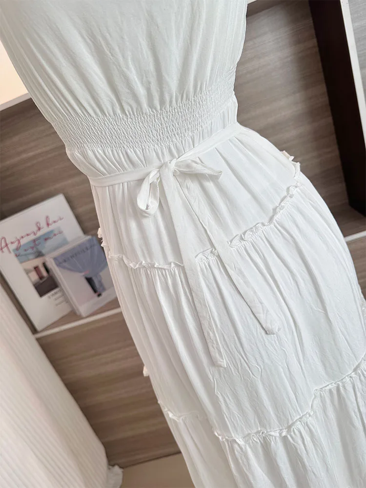 High Quality Spaghetti Strap Dress Simple Fashion Off Shoulder One-Piece Frocks Sleeveless A-Line Dress Streetwear Clubwear Cozy