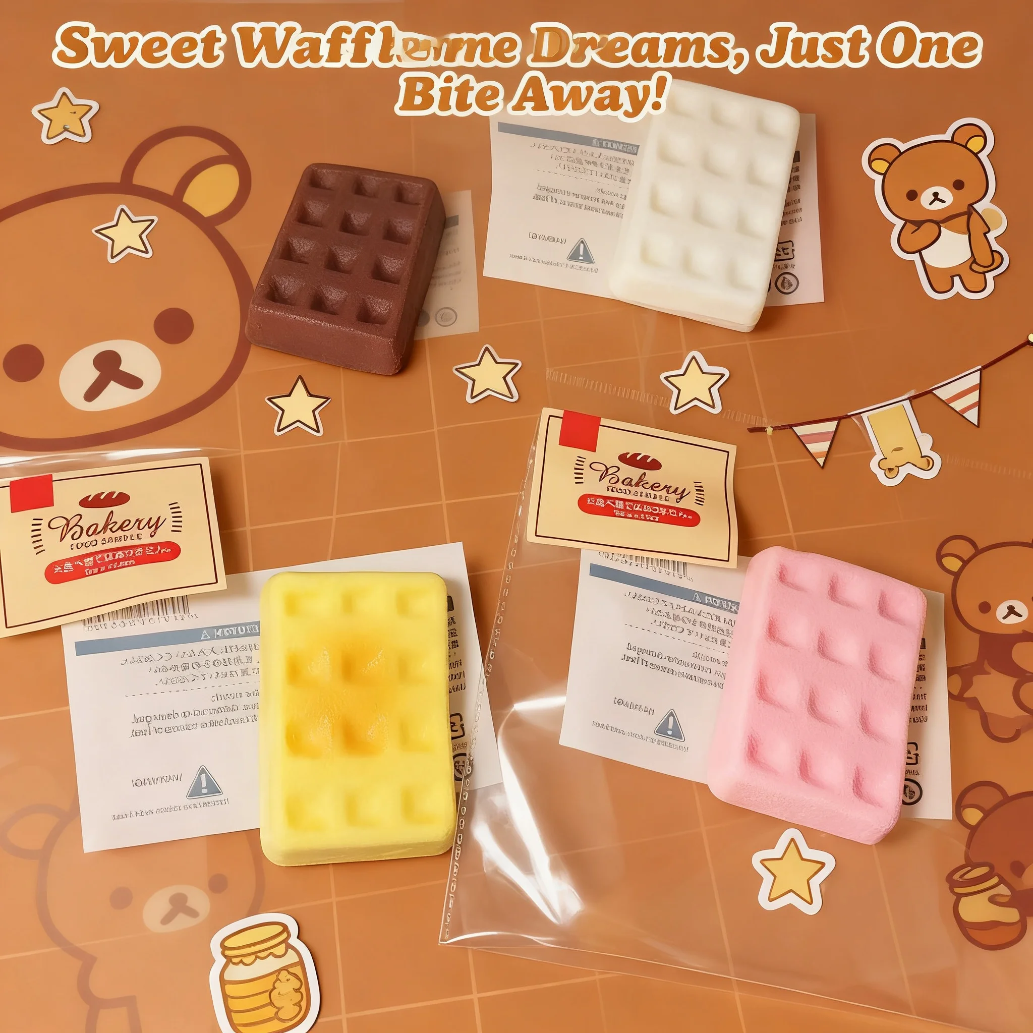 PU Waffle Cookie Squeeze Toy Soft Slow Rebound Wet Decompression Gift Fun Play Durable