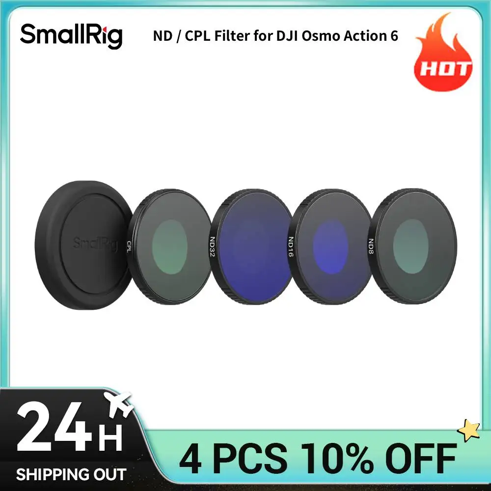 

SmallRig Action 6 Threaded Filter Kit with ND8 / ND16 / ND32 / CPL Filter for DJI Osmo Action 6 with Lens Cover 6036