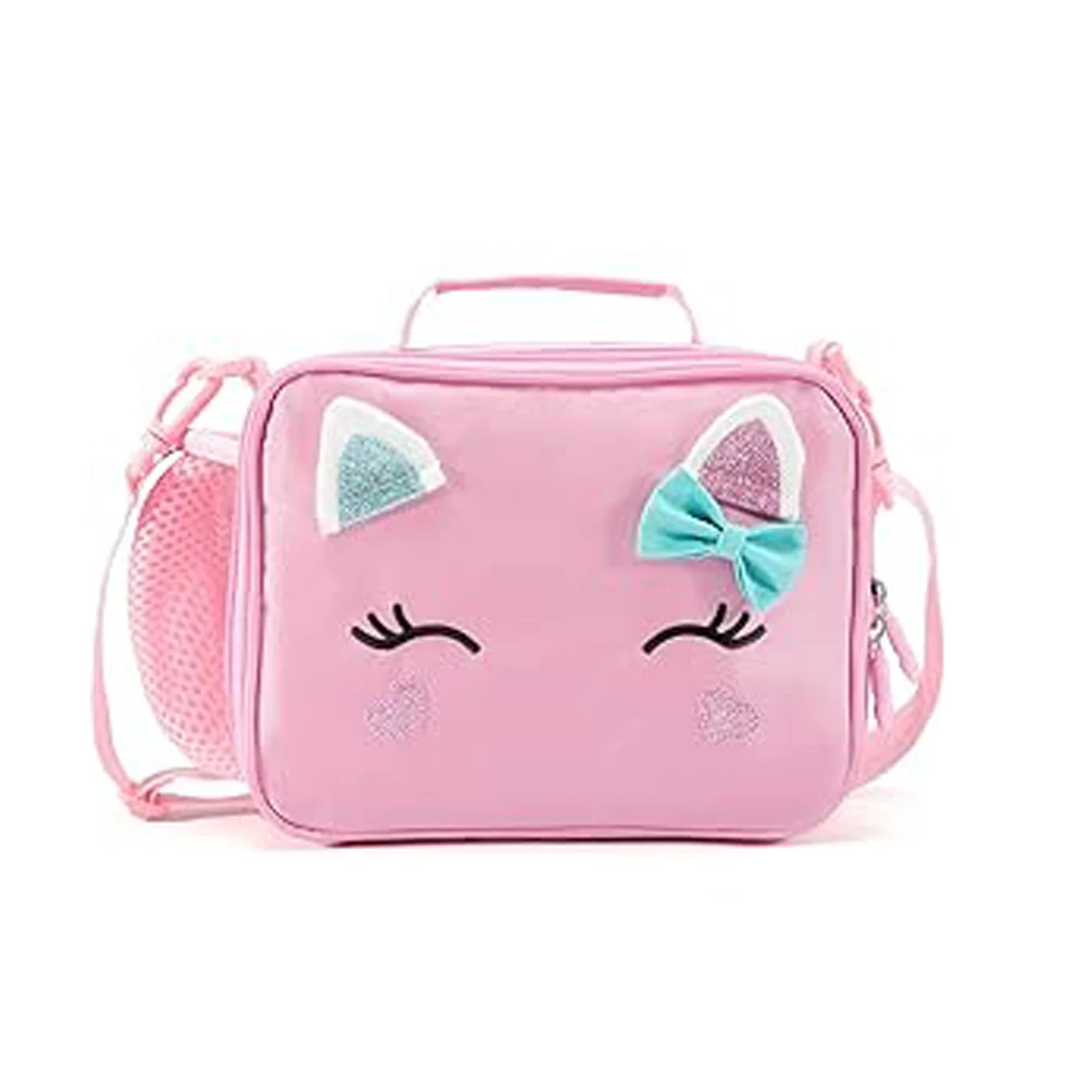 Dwuczęściowy zestaw dla dziewczyn: uroczy piórnik i torba na lunch z motywem jednorożca, miękki piórnik damski, pojemny organizer na artykuły piśmiennicze, etui na długopisy, artykuły szkolne, uniwersytet, organizer biurowy, duża pojemność (różowy)