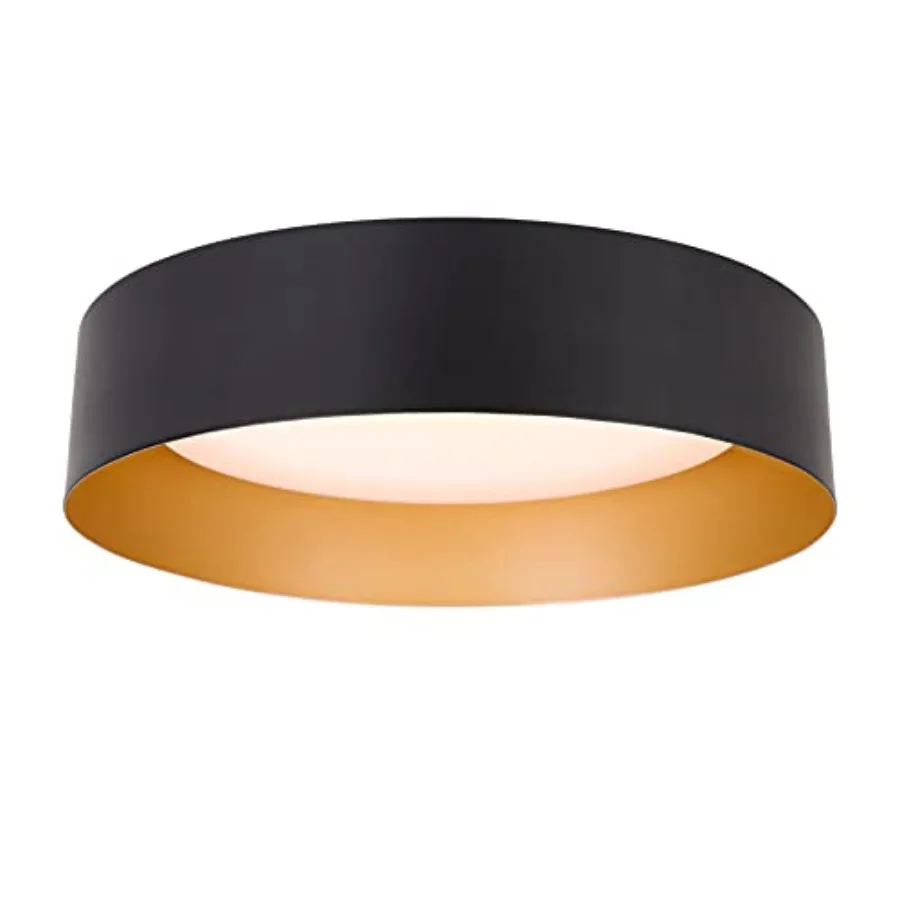 Flush Mount Ceiling Light, with Gold Interior, 12.5" 18W dimmable LED ceiling light with 3000K warm white lighting, ETL-listed,