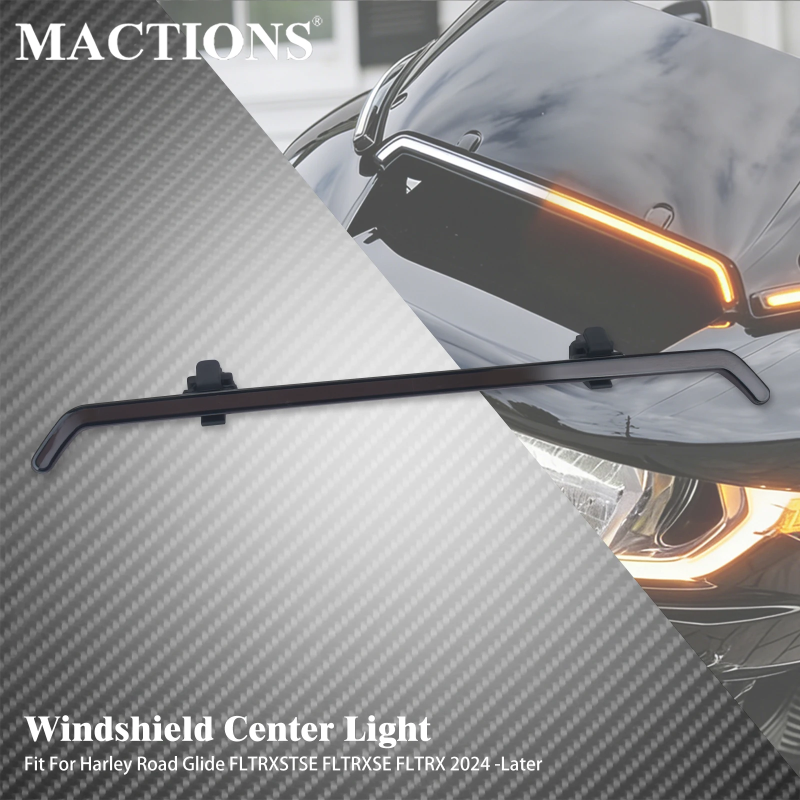 

Motorcycle Windshield Center Light LED Turn Signal Light Running Lamp For Harley Touring Road Glide FLTRX FLTRXSTSE 24-Later