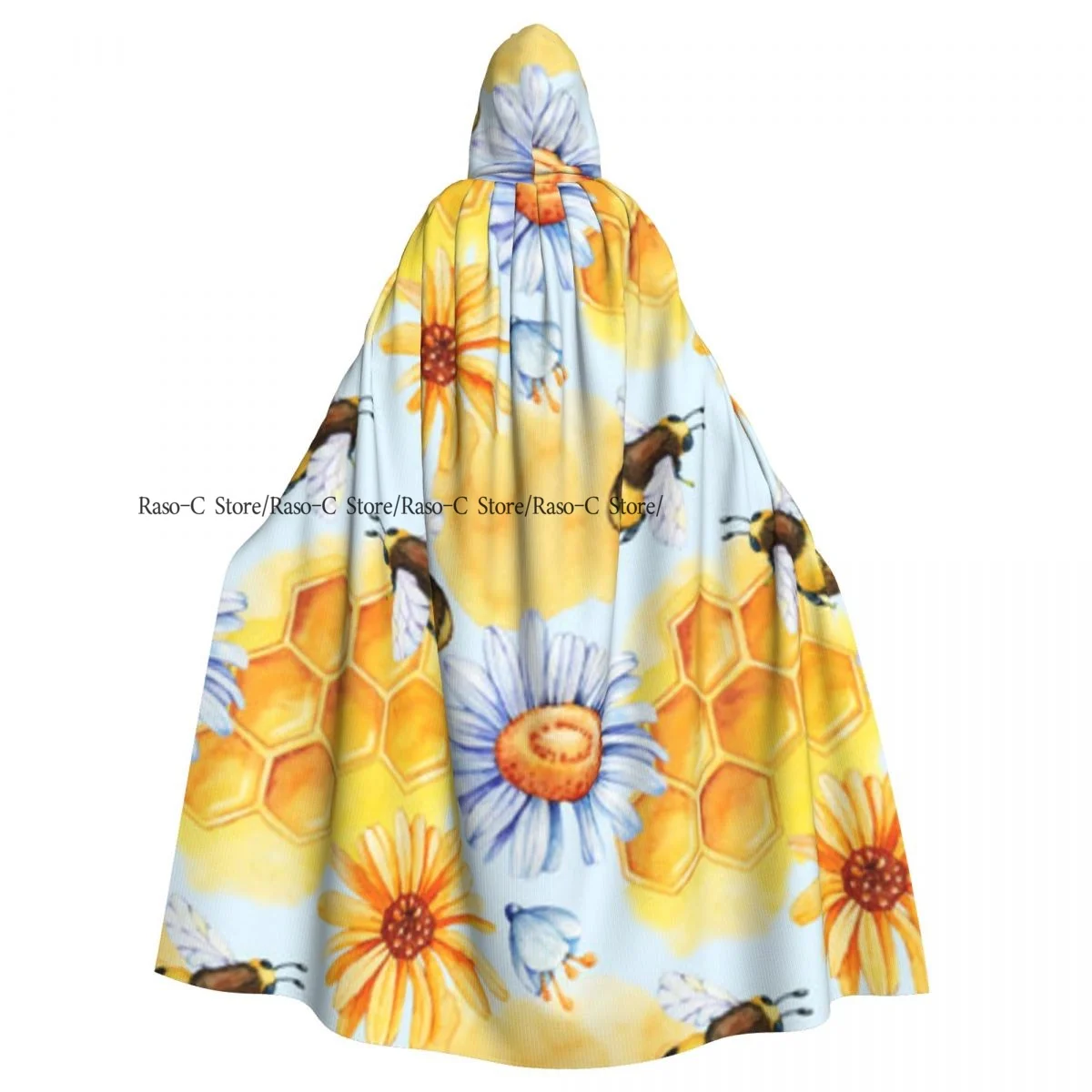 Unisex Witch Party Reversible Hooded Adult Vampires Cape Cloak Bee Bumblebee Honey Herbs Chamomile Calendula