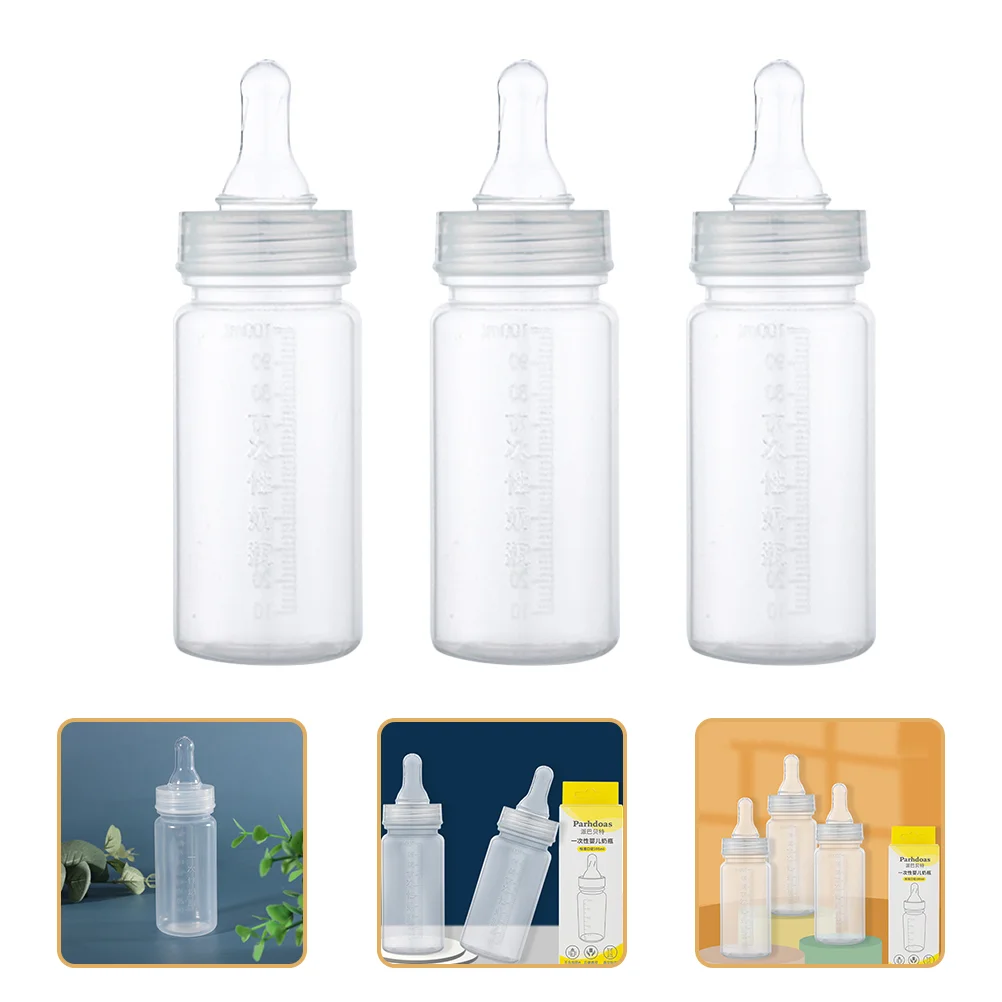 3 Pcs Disposable Feeding Bottle Baby Supplies Straight Body Once-off Milk Newborn