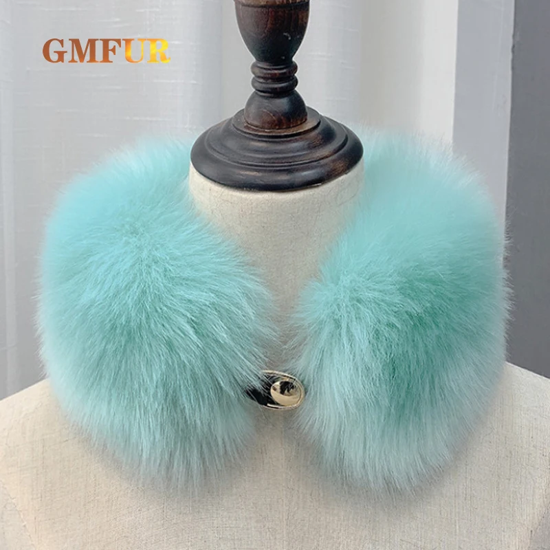 

Зимний утолщенный теплый шарф из искусственного лисьего меха с кнопками на шее, универсальный женский шарф с воротником из искусственного меха