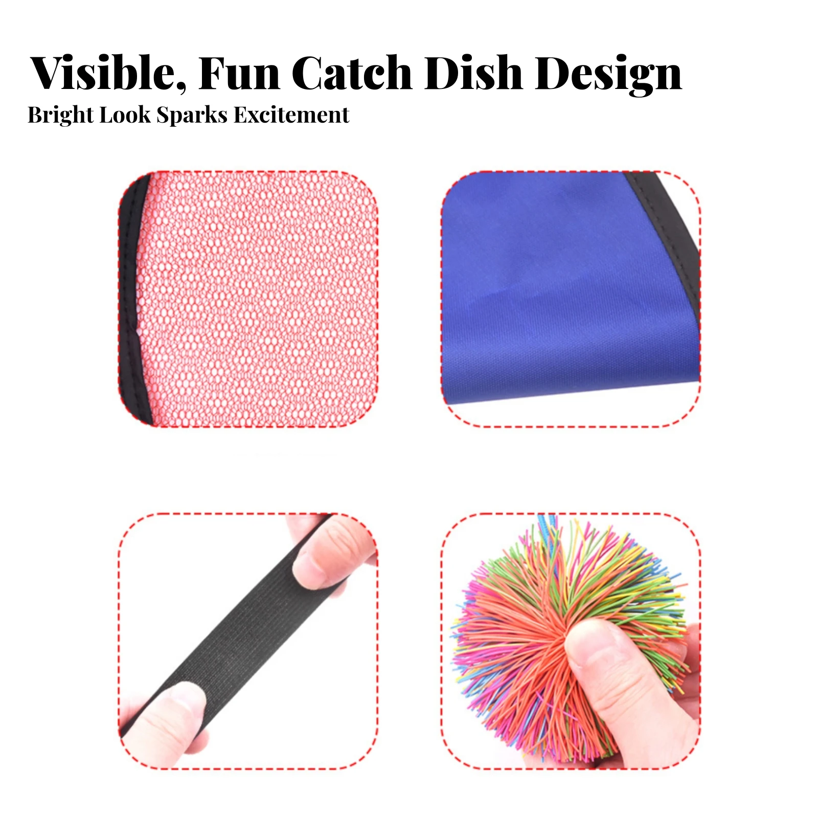 Mesh Catch Catch Ring with Fluffy Ball Ball Lightweight Toss and Catch Ball Game Toy Elastic for Children, Kindergarten