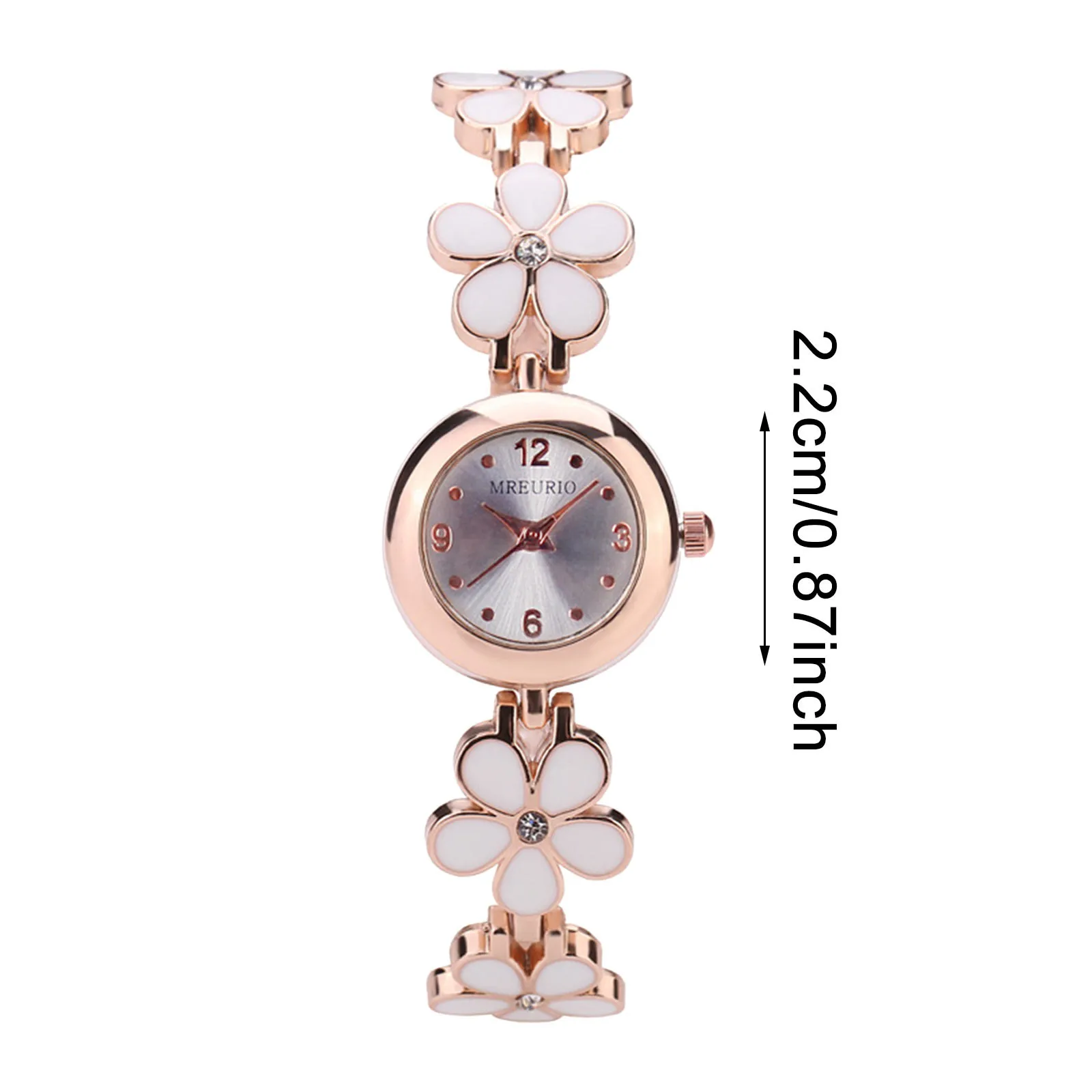 Reloj de cuarzo para mujer, pulsera elegante de oro rosa con flores, correa de acero inoxidable, nuevo