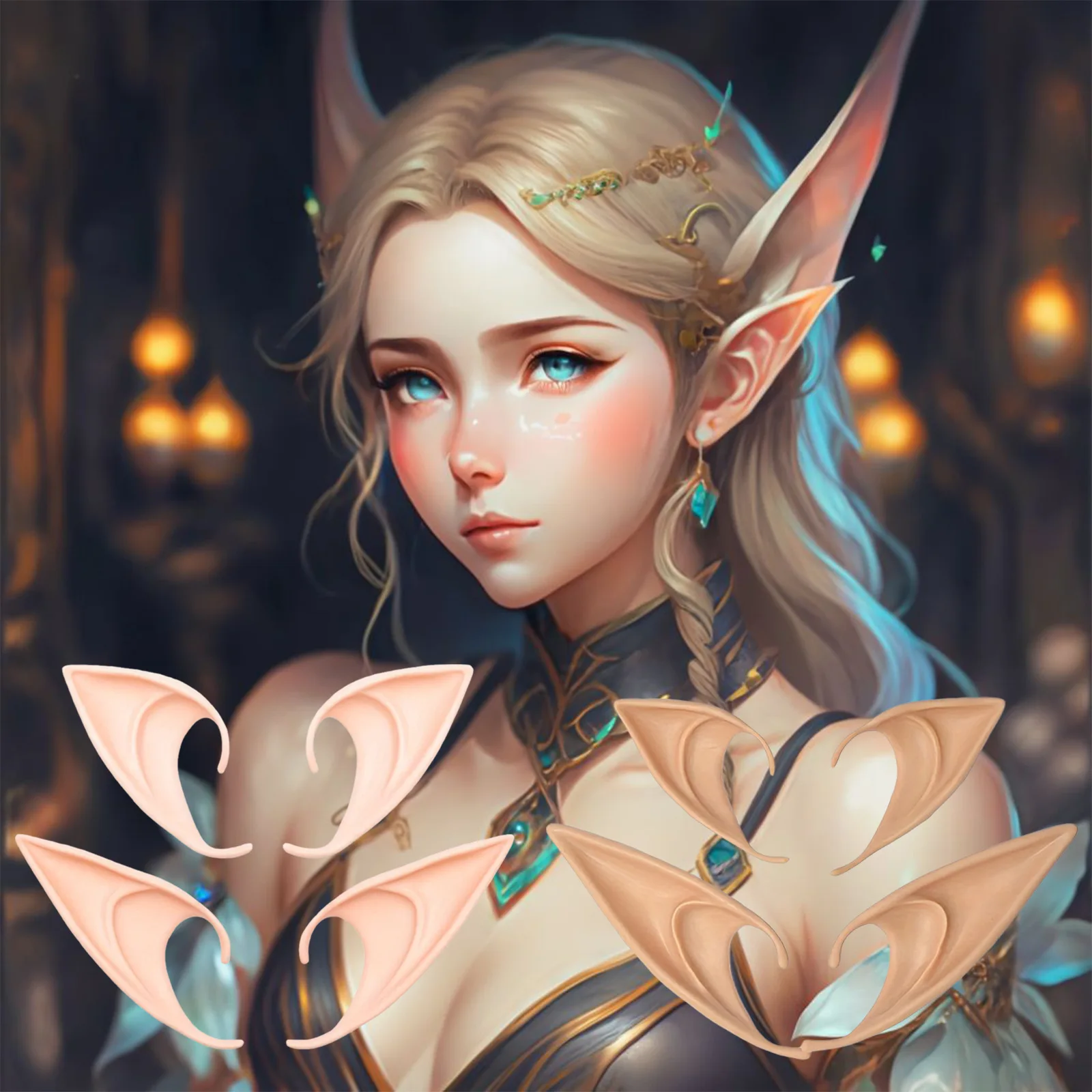 

OPHIDIAN Хэллоуин Уши эльфа Рождество Ангел Поддельные уши Косплей Реквизит для вечеринки Аксессуары для костюмов