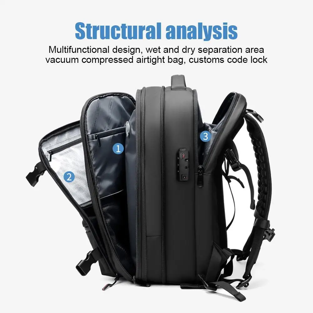 Travel New Backpack Men\'s Business Multi-function Computer Bag Vacuum Compression Large Capacity Backpack TPU Teen Bag Man