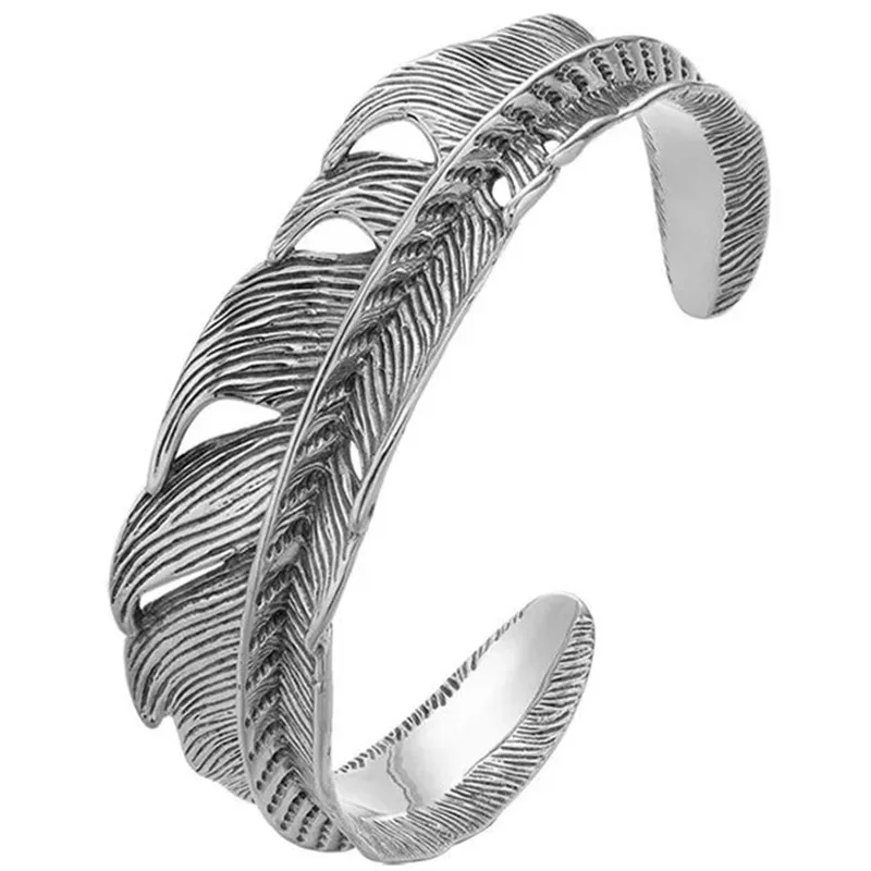 Bracelet Bangle Pure Argent 925 Sterling Silver Feather Luxury Brand Designer Fine Jewelry Men Woman 2024 Official-Website B2