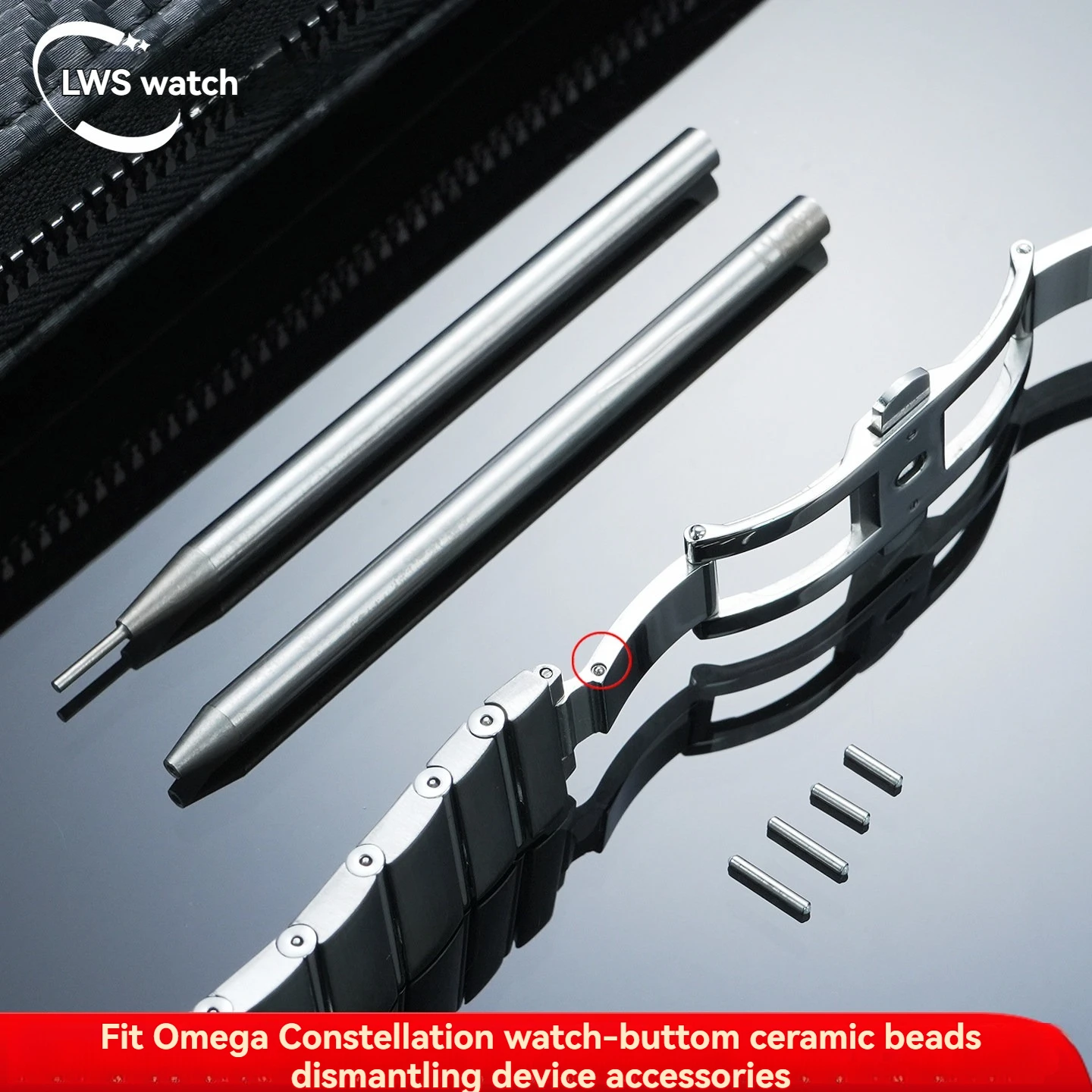 Tool for removing and installing ceramic beads on the Omega Constellation Seamaster Double Eagle Series ceramic bead buckle