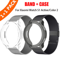 Strap Case Protector For Xiaomi Watch S1 Active Watchband Metal Bracelet For Mi Watch Color 2 Protective Cover soft shell frame