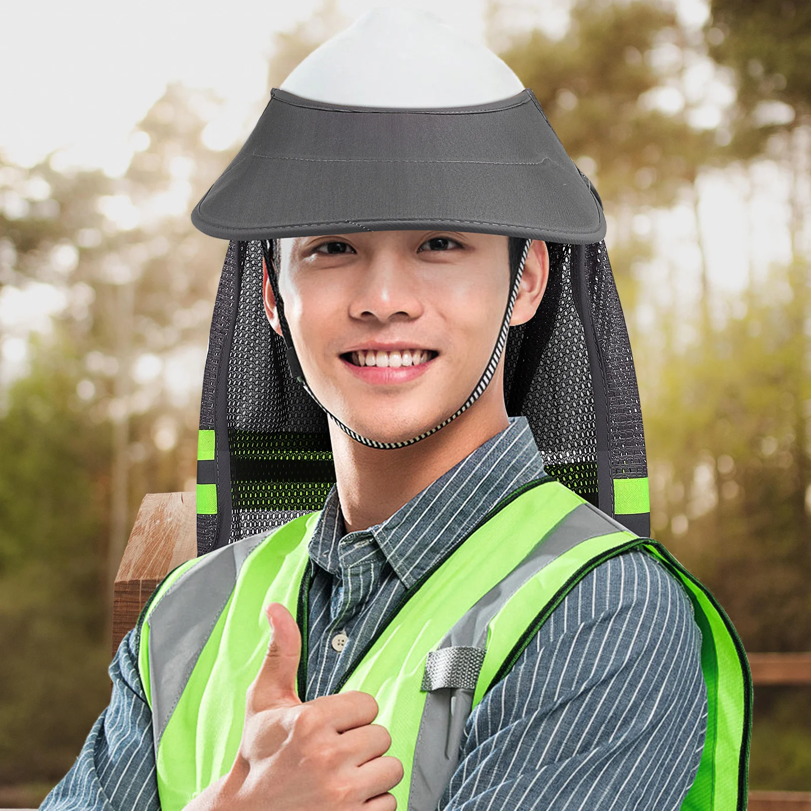 

Sunshade Safety Hat Visor Breathable Lightweight Portable Foldable Sun Protection Hard Hat Liner Extended Curtain