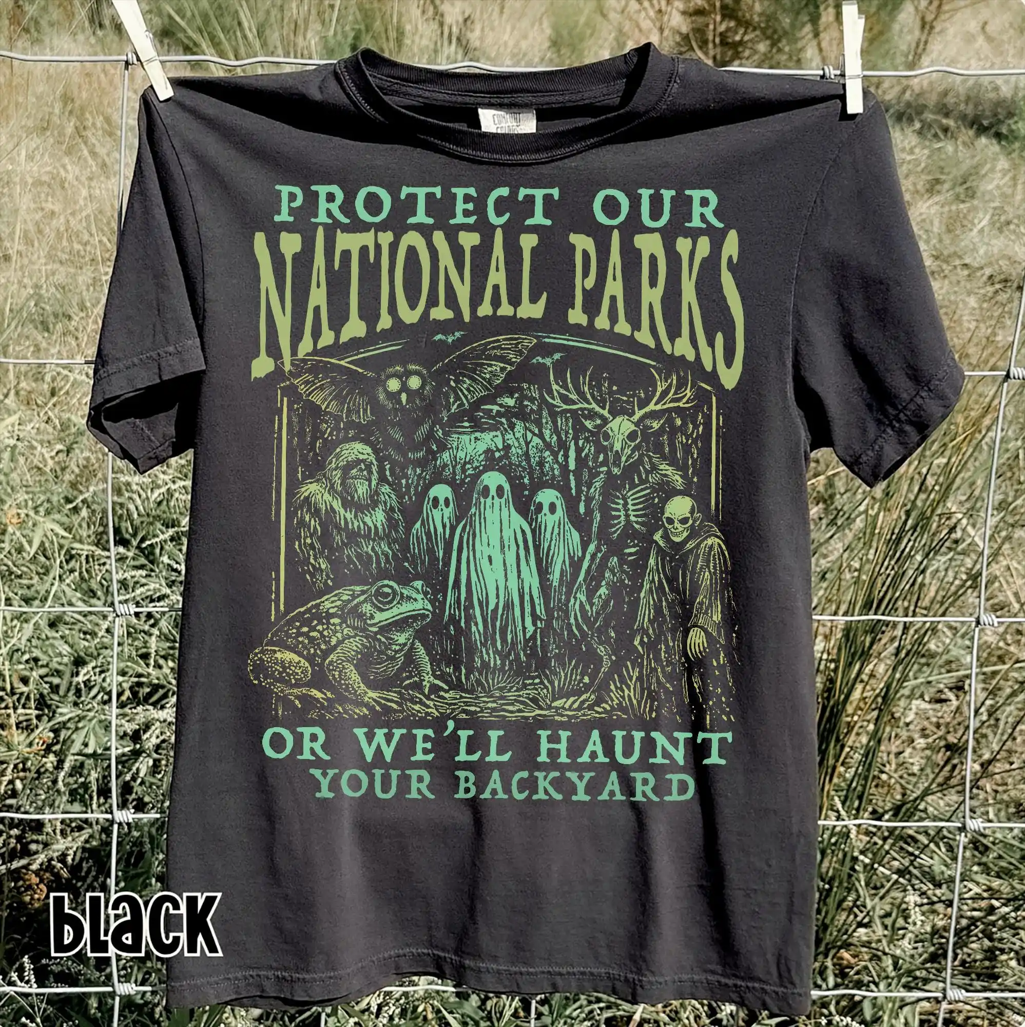 Cryptid National Parks T, Bigfoot Mothman Ghost Shirt  90s Vintage Camping Hiking Tee, Wanderlust Shirt Fantasy Creatures Tee
